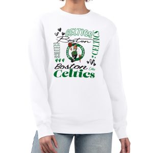 G III 4Her by Carl Banks Boston Celtics Women's White Collage Team Graphic Fleece Pullover Sweatshirt Refined Limited stock! Be quick and grab this must - have jersey to support your team.