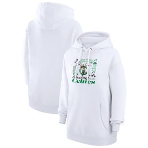 G III 4Her by Delightful Carl Banks Boston Celtics Women's White Team Collage Graphic Fleece Pullover Hoodie Trending now! Grab this hot jersey while you can.