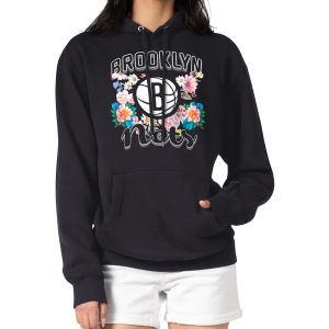 G III Charming 4Her by Carl Banks Brooklyn Nets Women's Black Flowers Team Logo Graphic Fleece Pullover Hoodie Retailers