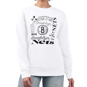 G III 4Her by Carl Banks Brooklyn Nets Women's White Collage Team Graphic Fantastic Fleece Pullover Sweatshirt Hurry! Exclusive offer. Get your hands on this outstanding jersey right away.