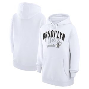 G III 4Her by Carl Banks Brooklyn Nets Women's White Filigree Logo High - quality Pullover Hoodie Customizable! Personalize this great jersey.