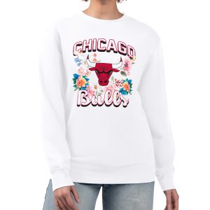 G III 4Her by Carl Banks Outstanding Chicago Bulls Women's White Flowers Team Logo Graphic Fleece Crewneck Pullover Sweatshirt Join the elite! Get this exclusive jersey.