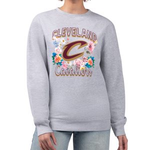 G III 4Her by Carl Banks Cleveland Cavaliers Refined Women's Heather Gray Flowers Team Logo Graphic Fleece Crewneck Pullover Sweatshirt Act fast! Only a handful left. Secure this amazing jersey now.
