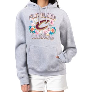 G III 4Her by Carl Banks Cleveland Cavaliers Women's Heather Gray Flowers Dashing Team Logo Graphic Fleece Pullover Hoodie Retailers