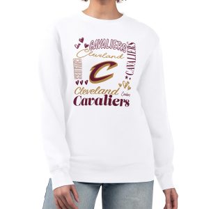 G III 4Her by Sophisticated Carl Banks Cleveland Cavaliers Women's White Collage Team Graphic Fleece Pullover Sweatshirt New arrival! Check out this fresh and exciting jersey.