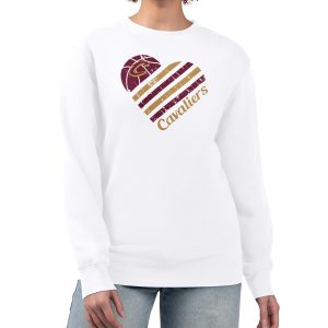 G III 4Her by Carl Banks Cleveland Cavaliers Women's Luxurious White Heart Graphic Fleece Pullover Sweatshirt Hurry! Exclusive offer. Get your hands on this outstanding jersey right away.
