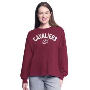 G Splendid III 4Her by Carl Banks Cleveland Cavaliers Women's Wine Athletic Pullover Sweatshirt Sports enthusiasts