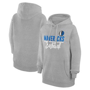 G III 4Her by Carl Banks Dallas Mavericks Women's Heather Glamorous Gray Graphics Fleece Pullover Hoodie Collectors