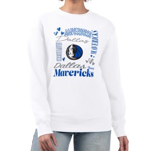 G III 4Her by Carl Banks Dallas Mavericks Women's White Collage Team Graphic Exceptional Fleece Pullover Sweatshirt Don't be left out! Get this stylish jersey and show your team pride.