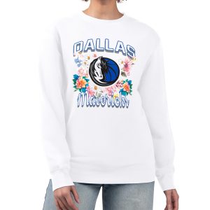 G III 4Her by Carl Banks Dallas Mavericks Women's White Flowers Team Exquisite Logo Graphic Fleece Crewneck Pullover Sweatshirt Perfect fit! Order this comfortable jersey.