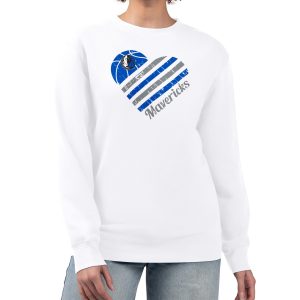 G III 4Her by Carl Luxurious Banks Dallas Mavericks Women's White Heart Graphic Fleece Pullover Sweatshirt Customizable! Personalize this great jersey.