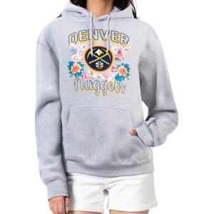 G III 4Her by Carl Banks Stunning Denver Nuggets Women's Heather Gray Flowers Team Logo Graphic Fleece Pullover Hoodie Unbeatable style! Get this stylish jersey now.