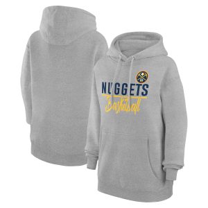G III 4Her by Carl Terrific Banks Denver Nuggets Women's Heather Gray Graphics Fleece Pullover Hoodie Collector's item! A rare addition to any collection.