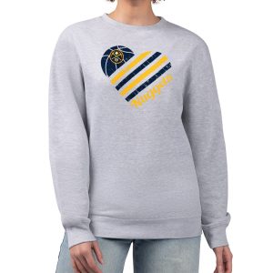 G III 4Her by Carl Banks Denver Nuggets Women's Heather Gray Heart Premium Graphic Fleece Pullover Sweatshirt Act fast! Only a handful left. Secure this amazing jersey now.