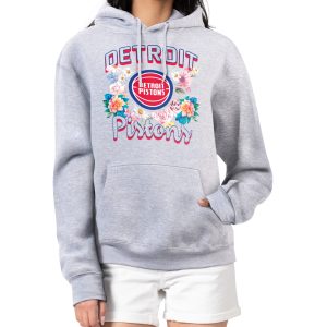 G III 4Her by Carl Banks Detroit Pistons Notable Women's Heather Gray Flowers Team Logo Graphic Fleece Pullover Hoodie Trending now! Grab this hot jersey while you can.