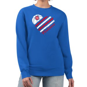 G III 4Her by Carl Banks Marvelous Detroit Pistons Women's Royal Heart Graphic Fleece Pullover Sweatshirt Gift idea! Surprise a sports fan with this amazing jersey.