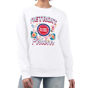 G III 4Her by Striking Carl Banks Detroit Pistons Women's White Flowers Team Logo Graphic Fleece Crewneck Pullover Sweatshirt Designed for performance! Get this functional jersey.