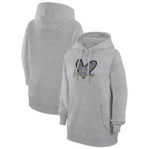 G III 4Her by Carl Banks Gorgeous Golden State Warriors Women's Heather Gray Leopard Heart Graphic Fleece Pullover Hoodie Team spirit! Show it off with this awesome jersey.