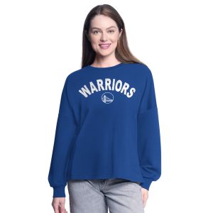 G III 4Her Gorgeous by Carl Banks Golden State Warriors Women's Royal Athletic Pullover Sweatshirt High - demand item! Order this sought - after jersey immediately.