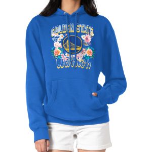 G III 4Her High - quality by Carl Banks Golden State Warriors Women's Royal Flowers Team Logo Graphic Fleece Pullover Hoodie Sports fans