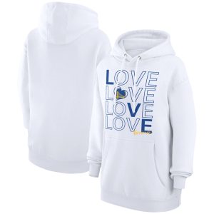 G III 4Her by Carl Banks Golden State Warriors Women's White Basketball Love Fleece Pullover Exceptional Hoodie Collectors