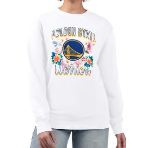 G III 4Her by Carl Banks Golden State Stunning Warriors Women's White Flowers Team Logo Graphic Fleece Crewneck Pullover Sweatshirt Unbeatable style! Get this stylish jersey now.