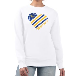 G III 4Her by Carl Banks Golden State Warriors Women's White Marvelous Heart Graphic Fleece Pullover Sweatshirt Don't be left out! Get this stylish jersey and show your team pride.