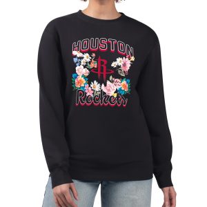 G III 4Her by Carl Banks Houston Rockets Women's Black Flowers Alluring Team Logo Graphic Fleece Crewneck Pullover Sweatshirt New arrival! Check out this fresh and exciting jersey.