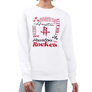 G III 4Her by Carl Banks Houston Rockets Women's White Collage Exquisite Team Graphic Fleece Pullover Sweatshirt High - demand item! Order this sought - after jersey immediately.