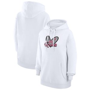 G III 4Her by Carl Banks Houston Rockets Women's White Leopard Elegant Heart Graphic Fleece Pullover Hoodie Sports enthusiasts