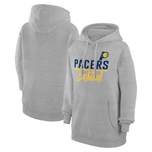G III 4Her by Carl Banks Indiana Pacers Women's Refined Heather Gray Graphics Fleece Pullover Hoodie Sports enthusiasts