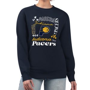G III 4Her by Carl Banks Indiana Pacers Women's Navy Premium - grade Collage Team Graphic Fleece Pullover Sweatshirt Collectors