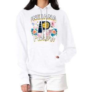 G III 4Her by Carl Banks Exceptional Indiana Pacers Women's White Flowers Team Logo Graphic Fleece Pullover Hoodie New arrival! Check out this fresh and exciting jersey.