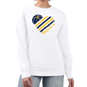G III 4Her by Carl Banks Indiana Pacers Women's White Heart Graphic Fleece Splendid Pullover Sweatshirt Stand out from the crowd! Wear this eye - catching jersey.