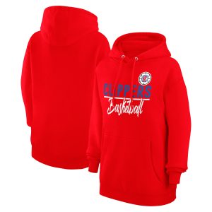 G III 4Her Top - notch by Carl Banks LA Clippers Women's Red Graphics Fleece Pullover Hoodie Limited stock! Be quick and grab this must - have jersey to support your team.