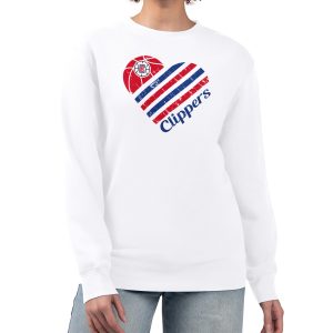 G III 4Her by Carl Banks LA Clippers Women's White Heart Stylish Graphic Fleece Pullover Sweatshirt Exclusive design! Own a jersey like no other.