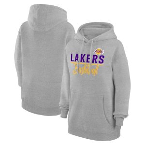 G III 4Her by Carl Banks Los Angeles Lakers Women's Heather Gray Graphics Fleece Refined Pullover Hoodie Retailers