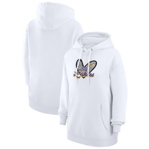 G III 4Her by Carl Banks Outstanding Los Angeles Lakers Women's White Leopard Heart Graphic Fleece Pullover Hoodie Experience luxury! Order this high - end jersey.