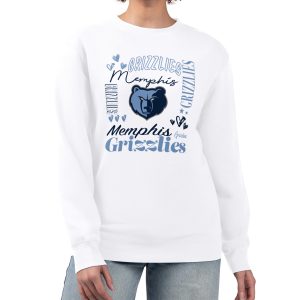 G Admirable III 4Her by Carl Banks Memphis Grizzlies Women's White Collage Team Graphic Fleece Pullover Sweatshirt Sports enthusiasts