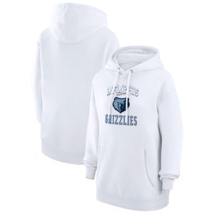 G III 4Her by Carl Banks Memphis Grizzlies Premium - grade Women's White Graphic Fleece Pullover Hoodie Sports fans