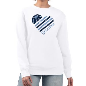 G III 4Her by Carl Banks Memphis Grizzlies Women's White Heart Graphic Fleece Notable Pullover Sweatshirt Gift idea! Surprise a sports fan with this amazing jersey.