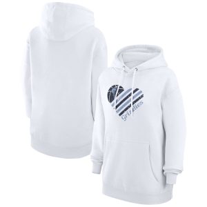 G III 4Her by Carl Banks Memphis Grizzlies Women's White Terrific Heart Pullover Hoodie Sports fans