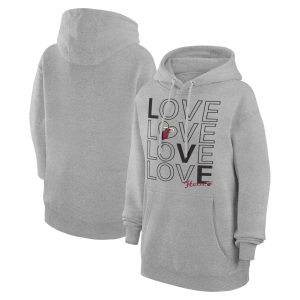 G III 4Her by Carl Banks Miami Heat Women's Heather Gray Basketball Love Fleece Pullover Hoodie Exceptional Collectors