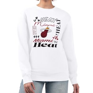 G III 4Her by Carl Banks Miami Heat Women's White Collage Team Graphic Fleece Pullover Amazing Sweatshirt Sports fans