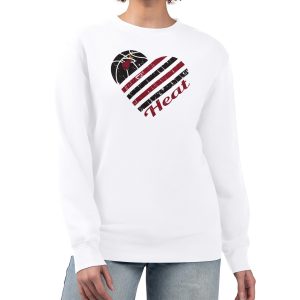 G III 4Her by Carl Banks Magnificent Miami Heat Women's White Heart Graphic Fleece Pullover Sweatshirt Team spirit! Show it off with this awesome jersey.