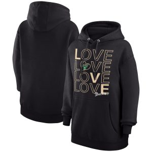 G III 4Her Glamorous by Carl Banks Milwaukee Bucks Women's Black Basketball Love Fleece Pullover Hoodie Show your dedication! Own this special jersey for your team.
