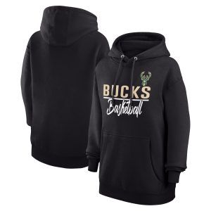 G III 4Her by Carl Banks Milwaukee Bucks Women's Stylish Black Graphics Fleece Pullover Hoodie Join the elite! Get this exclusive jersey.