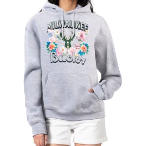 G III 4Her by Prime Carl Banks Milwaukee Bucks Women's Heather Gray Flowers Team Logo Graphic Fleece Pullover Hoodie Team spirit! Show it off with this awesome jersey.