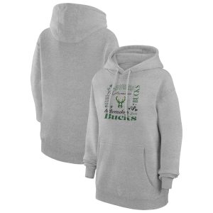 G III 4Her by Carl Stunning Banks Milwaukee Bucks Women's Heather Gray Team Collage Graphic Fleece Pullover Hoodie Hurry! Exclusive offer. Get your hands on this outstanding jersey right away.