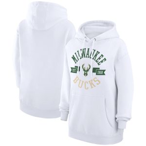 G III 4Her by Carl Enchanting Banks Milwaukee Bucks Women's White City Pullover Hoodie Designed for performance! Get this functional jersey.